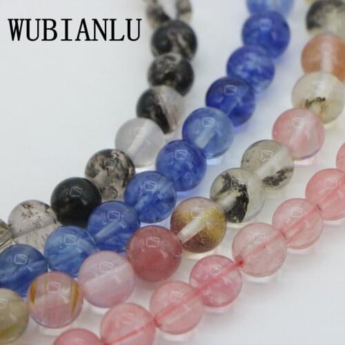 WUBIANLU New 4 6 8 10 12 14mm Black Blue Pink Multicolor Watermelon Tourmaline Round Loose Beads For Jewelry Making DIY Unisex