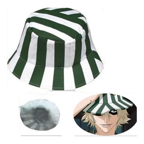 COSTAR Anime Bleach Urahara Kisuke Cosplay Hat Cap Dome Green and White Striped Summer Cool Hat Watermelon Hat
