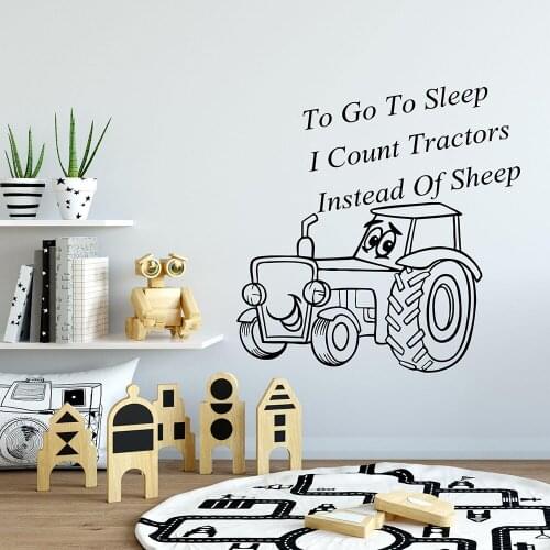 Nursery Quotes Wall Decals Tractor To Go To Sleep Wall Sticker Baby Room Kids Bedroom Decoration Vinyl Interior Design X201
