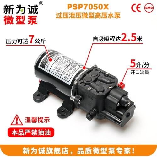 Electric pump 24 v dc 12 v high pressure water pump pressure relief protection 7 kg