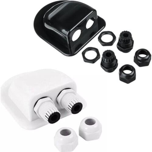 G5AD Solar Roof Waterproof Junction Box Double Hole Wire Panel Cable Inlet Gland Box Connector for Motorhome Caravan Boat
