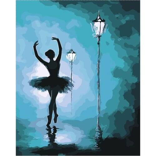 Painting By Numbers DIY Dropshipping A Ballet Dancer under a Streetlamp Figure Handmade Gift For Adult Unique Gift Home Decor