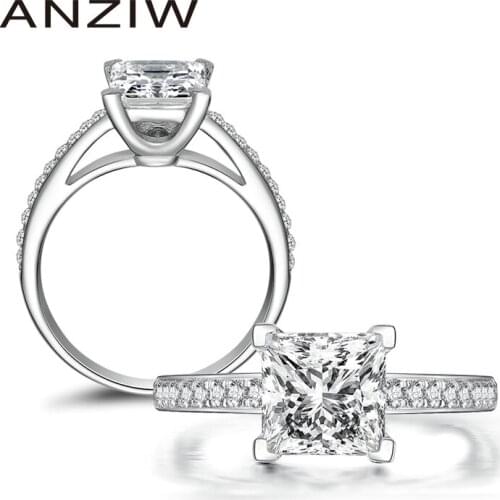 Trendy 925 Sterling Silver Wedding Halo Ring Wholesale 1.6 Ct Princess Cut Band Jewelry for Lovers Promise Engagement