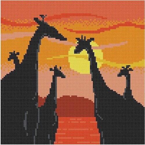 Embroidery Package Hot Sell Best Quality Cross Stitch Kits The Setting Sun Giraffe Free Shipping