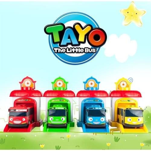 Korea cartoon Scale model 4pcs/set tayo bus the little miniature plastic car children boys kids oyuncak garage toys