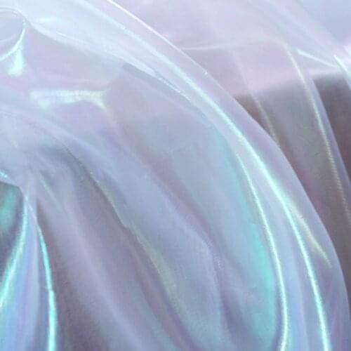 50*140cm Laser Symphony Organza Lightweight Fabric Colorful Dress Wedding Mesh Gradient Perspective Handmade DIY Fabric