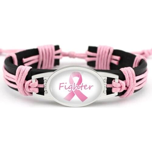Medical Alert Stethoscope Bladder Bone Childhood Infant Loss Breast Cancer Awareness Hope Ribbon Leather Men Bracelets for Women