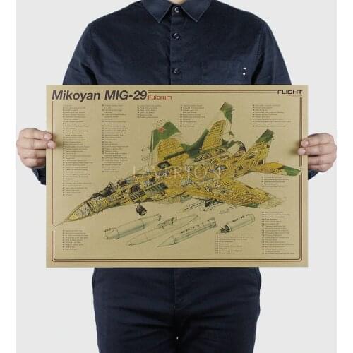 Mikoyan MIG 29/ Famous Weapon design / Fighter /kraft paper/bar poster Wall Stickers/Retro Poster/decorative painting 51x35.5cm