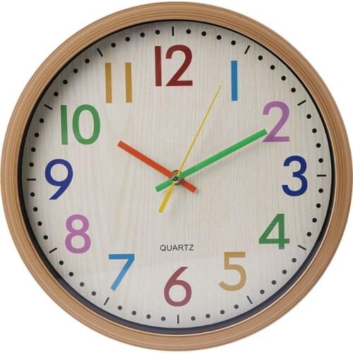Cute Wall Clock Silent Non-ticking Colorful Number Childrens Bedroom Decoration QX2E