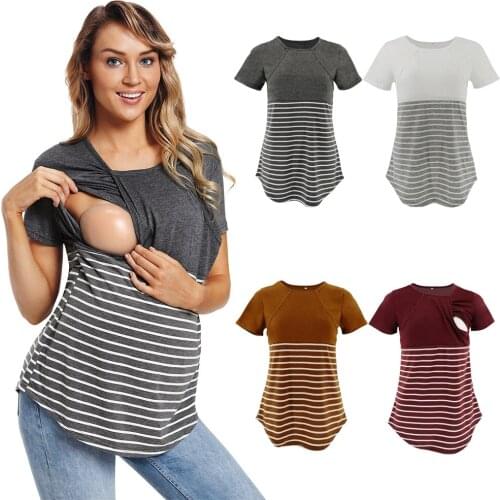 Fashion Casual Pregnant Women Short Sleeve Maternity Breastfeeding Tops T-Shirt Mom Pregnancy Loose Care Clothes Mummy T Shirt