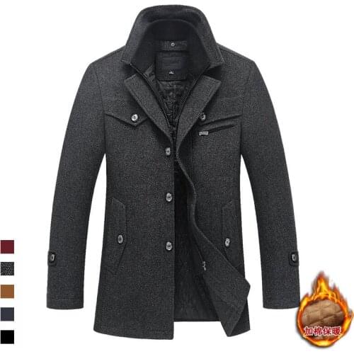 Brand new Autumn Winter High-quality Men Woollen overcoat long Coat Casual and Cotton Mens Coat Warm Luxury Overcoat