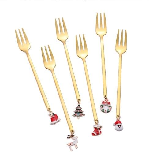 New Year 2022 Christmas Spoons Forks Xmas Party Tableware Ornaments Christmas Decorations for Home Table Navidad 2021 Tea Scoop