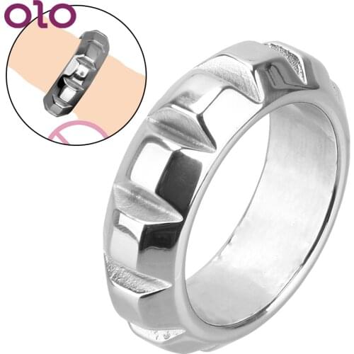 OLO Sex Toys for Men Delay Ejaculation Male Ball Scrotum Stretcher Stainless Steel Heavy Duty Cock Ring Metal Penis Lock Ring