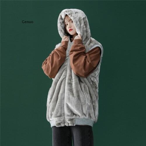 Autumn Winter Sleeveless Vest Women Fashion Casual Loose Fit Korean Hooded Female Vest