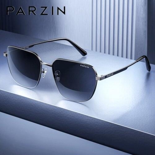 PARZIN Polarized Men Sunglasses Metal Big Frame Sun Glasses Nylon Lenses Driving Glasses New 8267