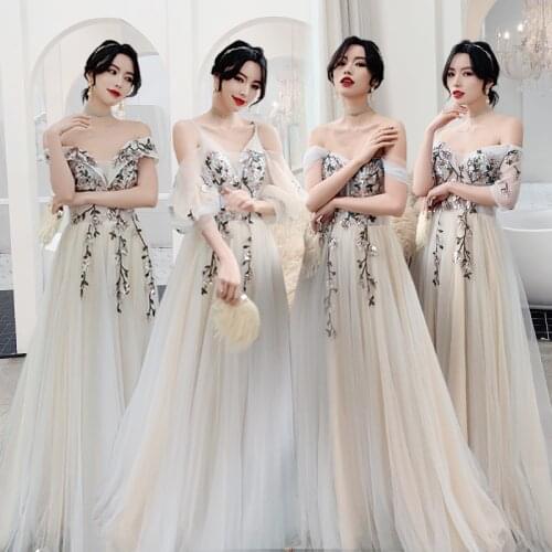 Bridesmaids Dress Illusion Sequined Embroidery Strapless Lace Short Tulle A-Line Off The Shoulder Women Wedding Party Gown E271