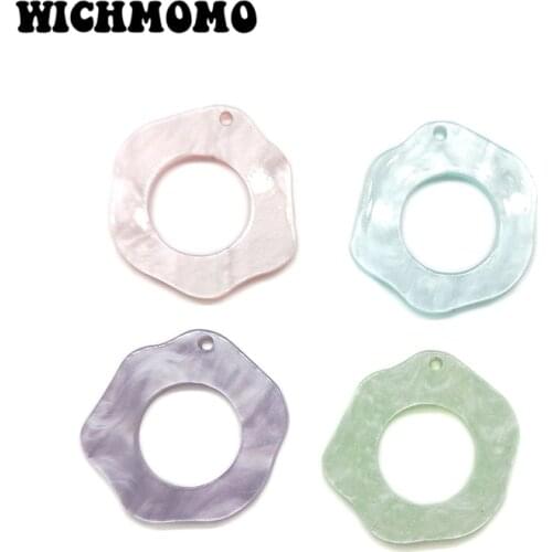 2019 New 6 Pieces 26mm High Quality Acetic Acid Resin Polygon Smooth Charms Pendant for DIY Necklace Earring Jewelry Accessories