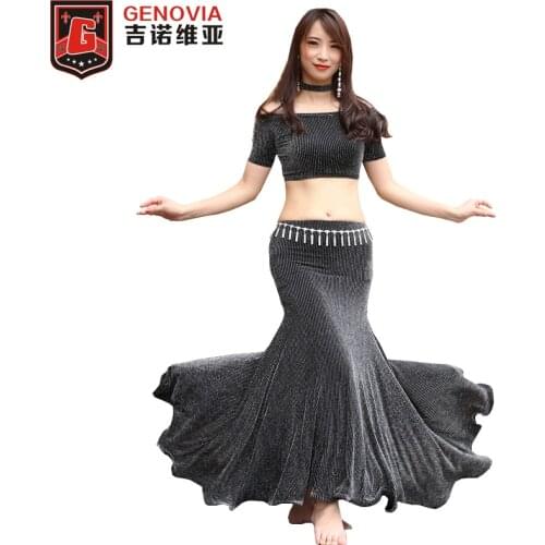 3pcs full set Tank Top+Fishtail Long Skirt+Necklace Belly Dance Costumes Women Nightclub DJ Halloween Dancewear Costume