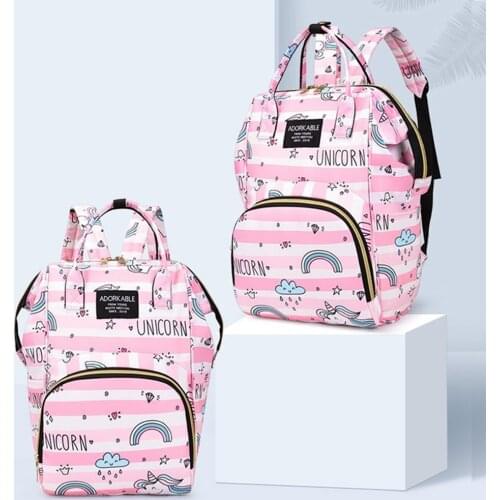 Casual Nylon Cartoon Printing Women Mummy Maternity Diaper Backpack Ladies Large Capacity Handbags Nappy Milk Bottle Organizer