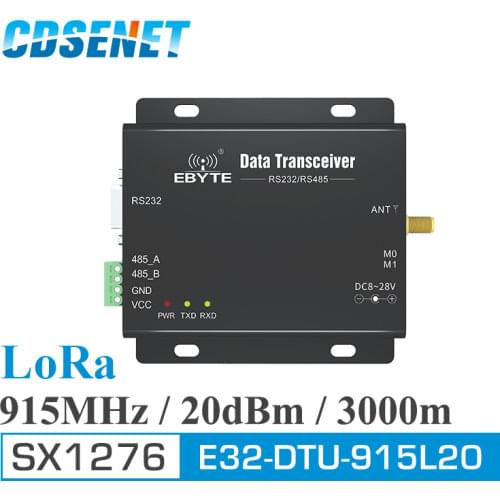 1pc 915MHz LoRa SX1276 RS485 RS232 Transmitter and Receiver E32-DTU-915L20 CDSENET uhf Module RF DTU 915 MHz Transceiver