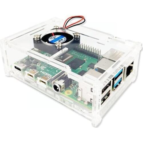 Clear Acrylic Case Enclosure Box with Cooling Fan For Raspberry B 4 Model Pi C6B1