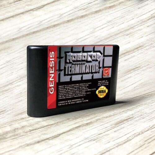 RoboCop Versus The Terminator - USA Label Flashkit MD Electroless Gold PCB Card for Sega Genesis Megadrive Video Game Console