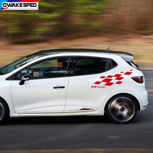 RS Sport Styling Car Door Side Decor Sticker Racing Lattice Graphics Vinyl Decal For Renault Clio Auto Body Customized Stickers