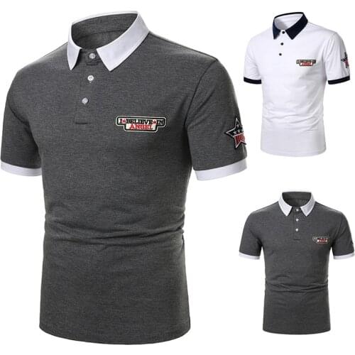 Casual Fashion Men Tops Men Polo Men Short Sleeve Polo Shirt Armband Rock Polo New Solid Clothing Summer Streetwear