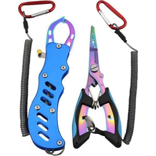 Fishing Plier With Gripper Set Aviation Aluminum Stainless Steel Color Titanium Hook Remover Fishing Tackle Tools