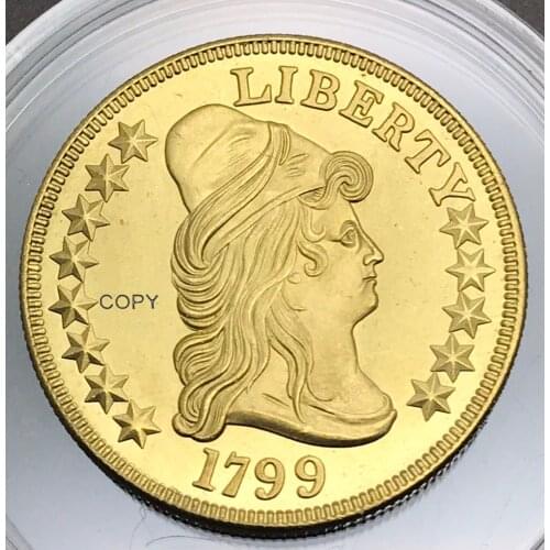 United States Of America 1799 Liberty Heraldic Eagle Gold Coin Brass Metal Copy Coin