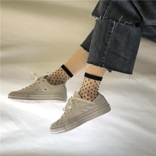 SP&CITY New Arrival Striped Transparent Short Socks Popular Fashion Fishnet Socks Punk Rock Dot Vintage Chic Low Sock Slippers