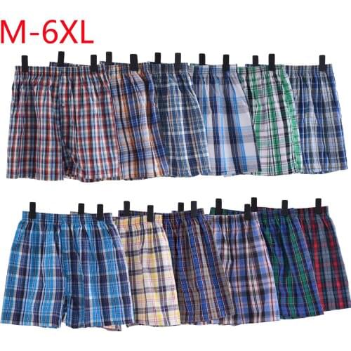 6PCS mens underwear boxers shorts casual cotton sleep underpants quality plaid loose comfortable homewear striped arrow panties