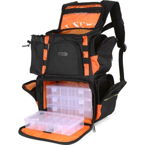 Fishing Backpack Waterproof Fishing Lures Reel Bag Adjustable Straps Fish Tackle Storage Bag +Fishing Tackle Boxes