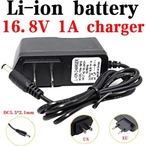 16.8V 1A 18650 Lithium Battery Charger 4S 14.8V 110-240V DC 5.5 * 2.1MM Li-ion polymer battery charger Screwdriver Wall Charger