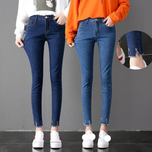 2019 Women Jeans High Elastic Stretch Jeans Female Washed Denim Skinny Female Ankle Pencil Pants Stretch Streetwear Trousers