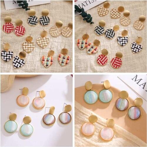 ZOVOLI Korean Cute Heart Dangle Drop Earrings For Women 2020 Trendy Statement Round Metal Acrylic Earings Fashion Jewelry