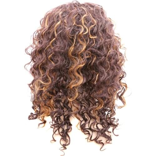 1PC Short Afro Kinky Curly Synthetic Hair Wig Fluffy Brown Wigs Women Fashion Heat Resistant Synthetic Wig