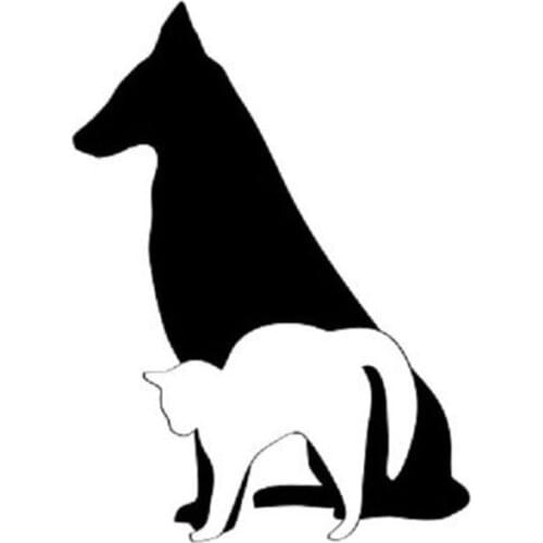 11*15CM Squat Dog Cute Cat Stretch Car Window Decal Sticker Car Styling Creative Decorative Stickers Black/Sliver C4-0012