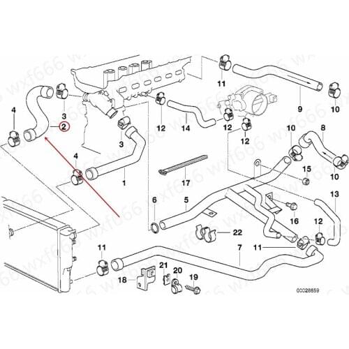 11531740481 Car Water tank down pipe Cooling water pipe Suitable for E38 E39 M52 528ib mw728IL Coolant hose