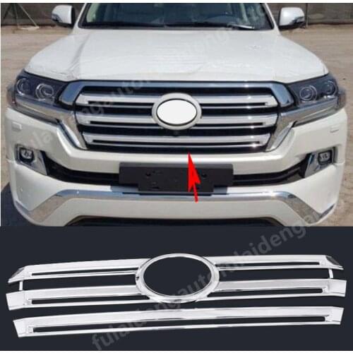 2pcs For Toyota Land Cruiser 2016-2020 ABS Chrome Front Center Grille Bumper decoration Cover Trim Car Accessories