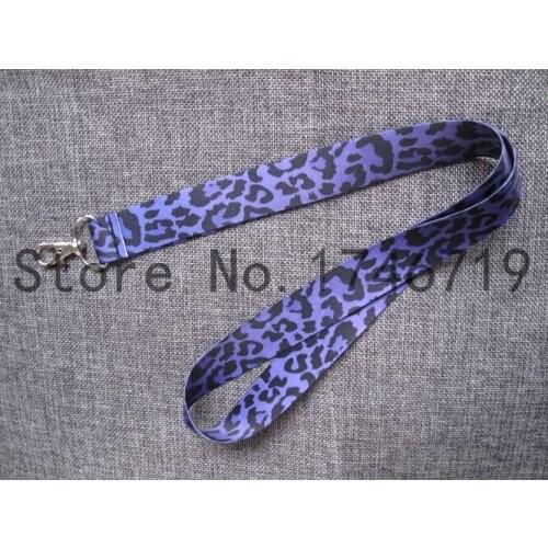 20 Pcs Black&Purple Leopard Grain Key Chains Neck Strap Keys Camera ID Card Lanyard GS0202