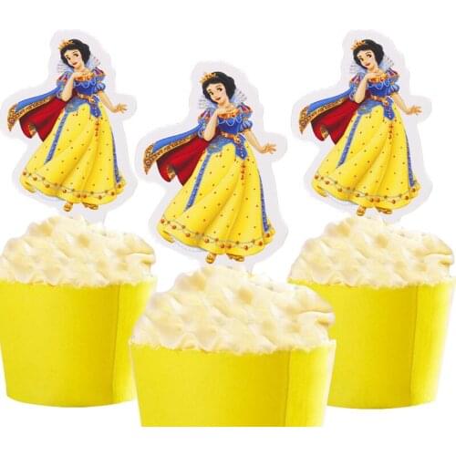 50pcs Pretty Princess Snow white Mermaid Ariel Cartoon Paper Cake Topper Decor Birthday Wedding Party Supplies