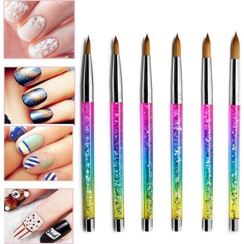 Acrylic Professional Nail Brush Nail Art Tool Kolinsky Sable Nail Drawing UV Gel Carving Pen Accessories 6#8#/10#/12#/14#16