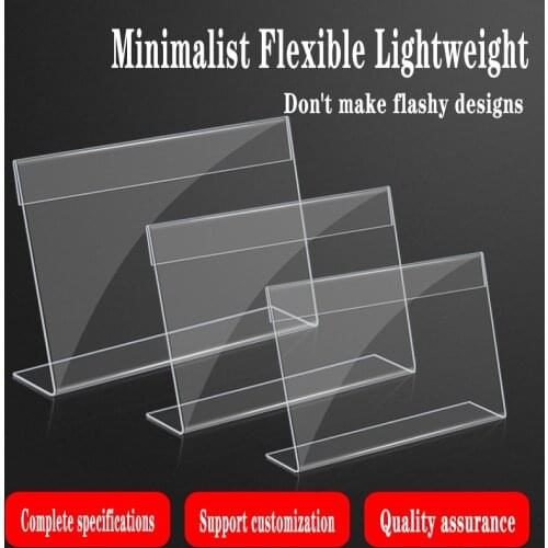 Acrylic Transparent Double-Sided Display Rack Supermarket Price Hotel Price Tag Display Shelf L-Shaped Frame Flat Sticker