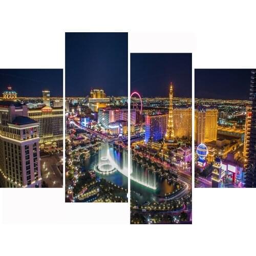 Las Vegas diamond Painting 4pcs set full Square round cross stitch city night embroidery mosaic full square round rhinestone art