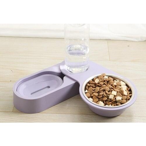 Automatic Pet Feeder Bowl Cat Water Dispenser Raised Stand Kitten Double Bowls Dog Feeding Dish Puppy Drinking Fountain