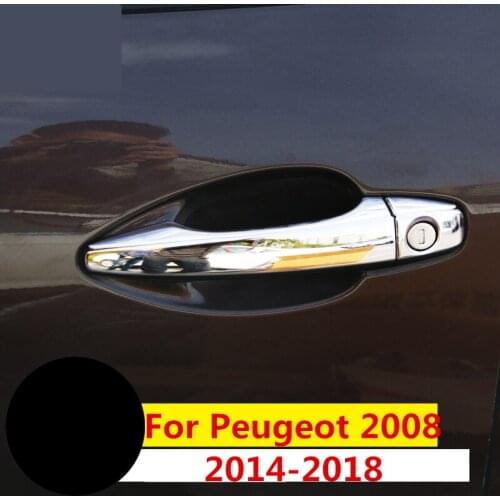 Car shape outside door handle cover door bowl frame trim sticker accessories door bowl Accessories For Peugeot 2008 2014-2018