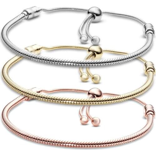 New High Quality Authentic Snake Chain Fine Bracelet Charm Bracelet for Women DIY Jewelry Making Girl Gifts