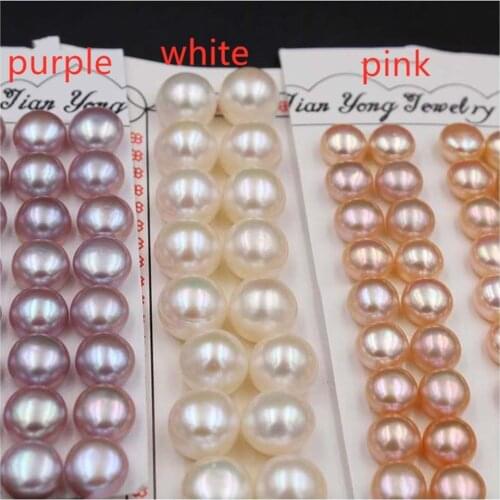 10pieces AA loose beads Freshwater Pearl white/pink/purple 5-14mm half hole Wholesale for DIY for earrings jewelry