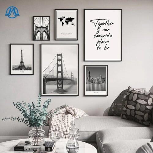 Black And White New York Brooklyn Bridge Posters and Prints Scandinavian Canvas Painting Wall Art Pictures For Living Room Decor